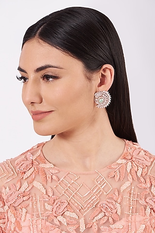Two Toned Finish Zircon Earrings by House Of Aesha