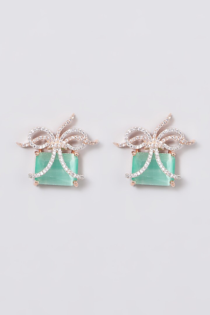 White Finish Zircon Stud Earrings by House Of Aesha at Pernia's Pop Up Shop