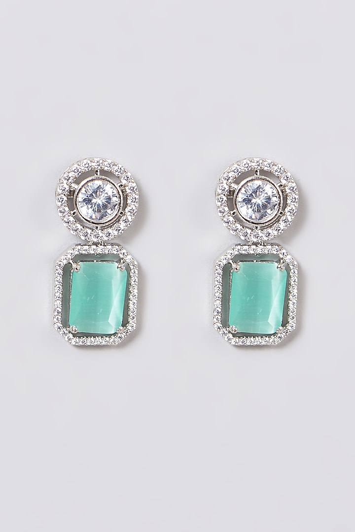 White Finish Cubic Jade Earrings by House Of Aesha at Pernia's Pop Up Shop