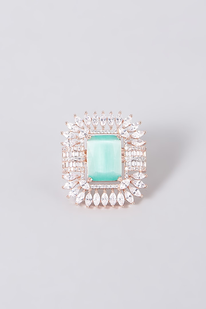 White Finish Ring With Green Stone by House Of Aesha at Pernia's Pop Up Shop