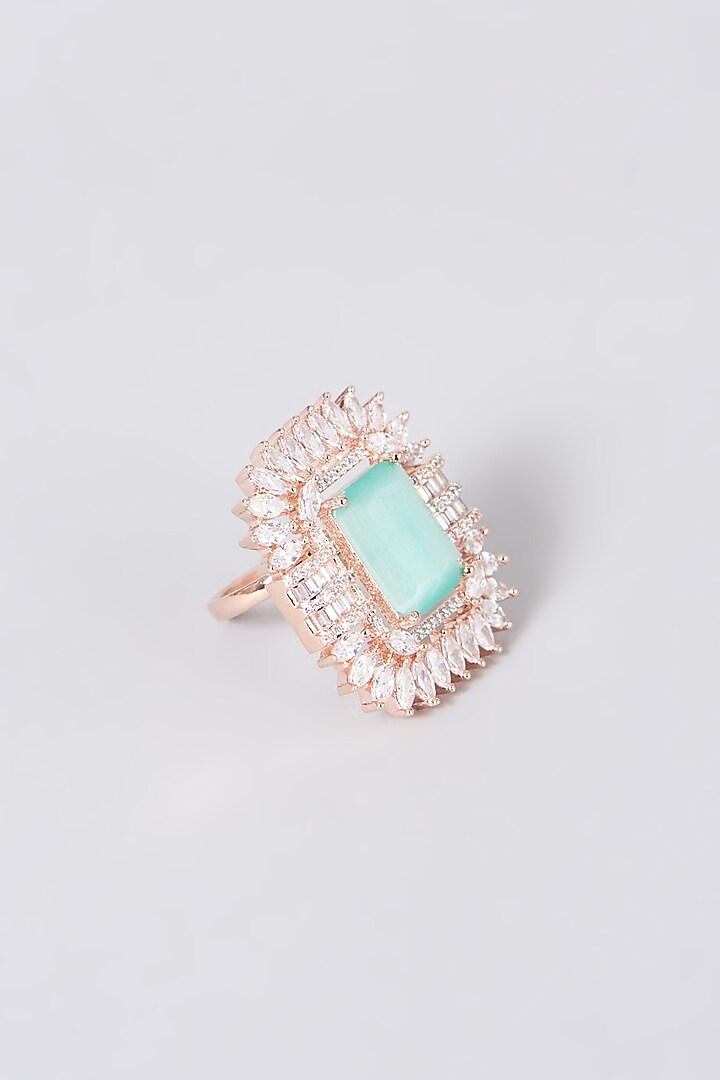 White Finish Ring With Green Stone by House Of Aesha at Pernia's Pop Up Shop
