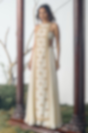 Ivory Chiffon Wedding Sharara Set by House of arshiyaa at Pernia's Pop Up Shop