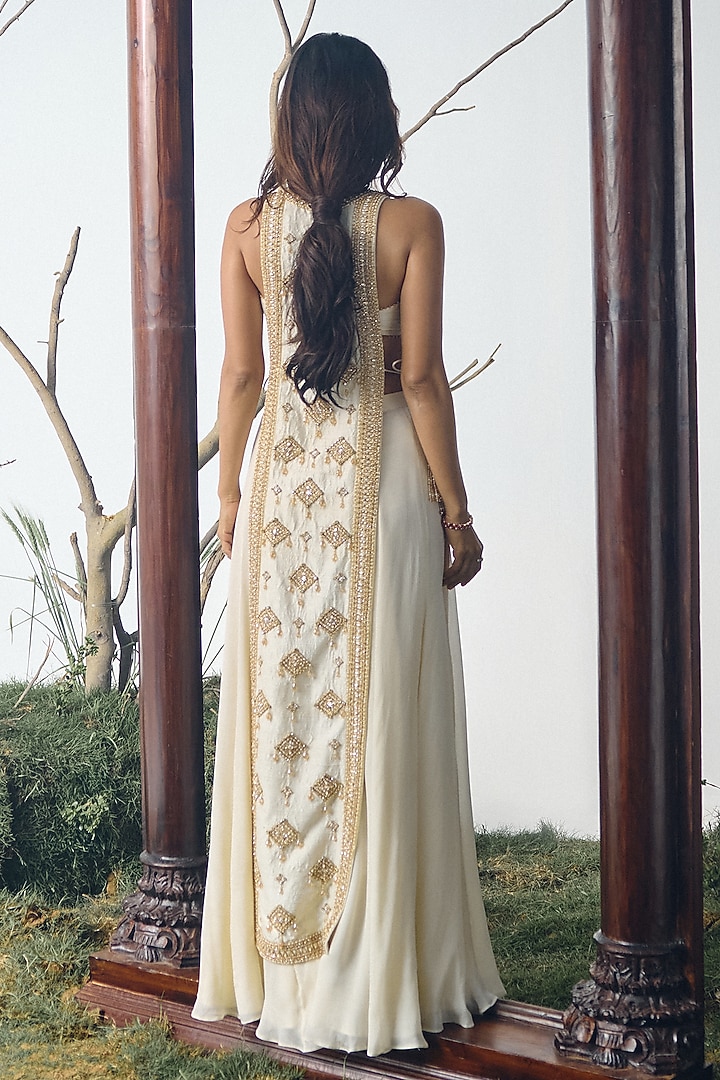 Ivory Chiffon Wedding Sharara Set by House of arshiyaa at Pernia's Pop Up Shop