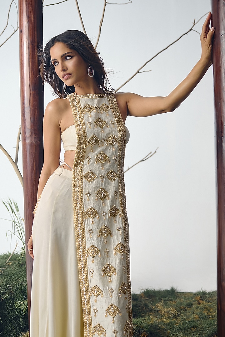 Ivory Chiffon Wedding Sharara Set by House of arshiyaa at Pernia's Pop Up Shop