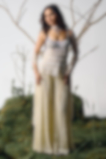 Ivory Chantilly Lace Bridal Sharara Set by House of arshiyaa at Pernia's Pop Up Shop