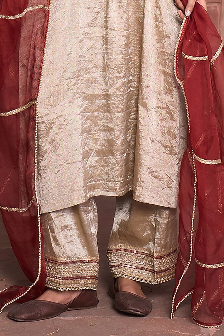 Silver Tissue Sequin Embroidered Angrakha Kurta Set by HOUSE OF AAS at Pernia's Pop Up Shop