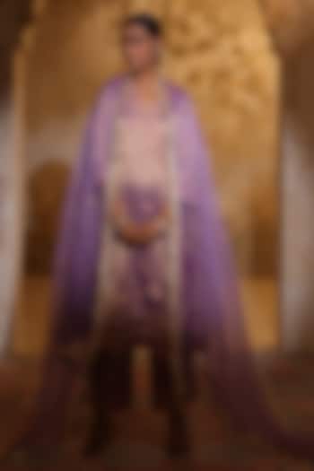 Lavender Tissue Thread & Zari Embroidered Kurta Set by HOUSE OF AAS at Pernia's Pop Up Shop