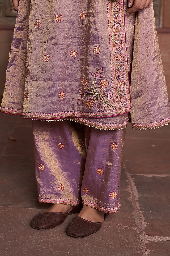 Lavender Tissue Thread & Zari Embroidered Kurta Set by HOUSE OF AAS at Pernia's Pop Up Shop