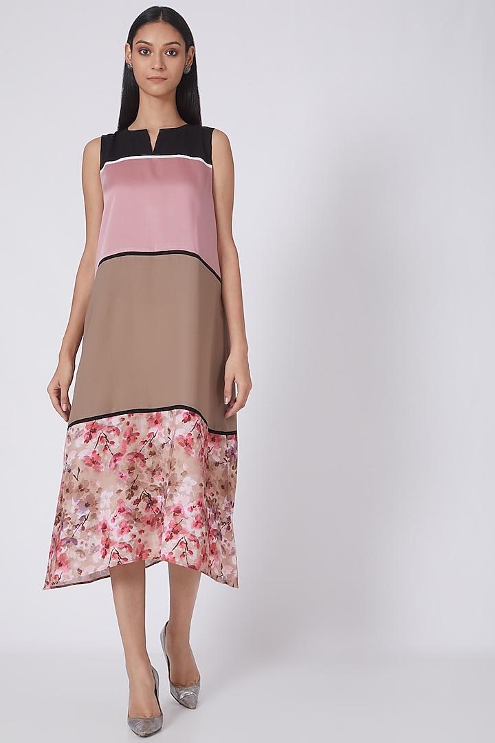 Blush Pink Printed Dress by House Of Behram
