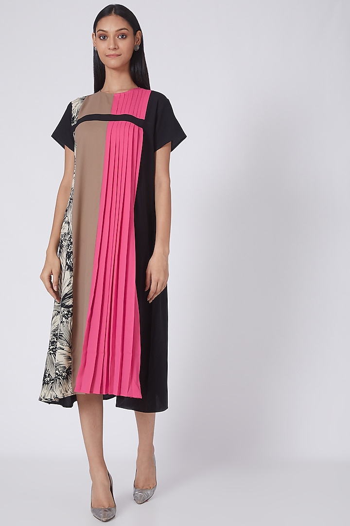 Blush Pink Pleated Dress by House Of Behram