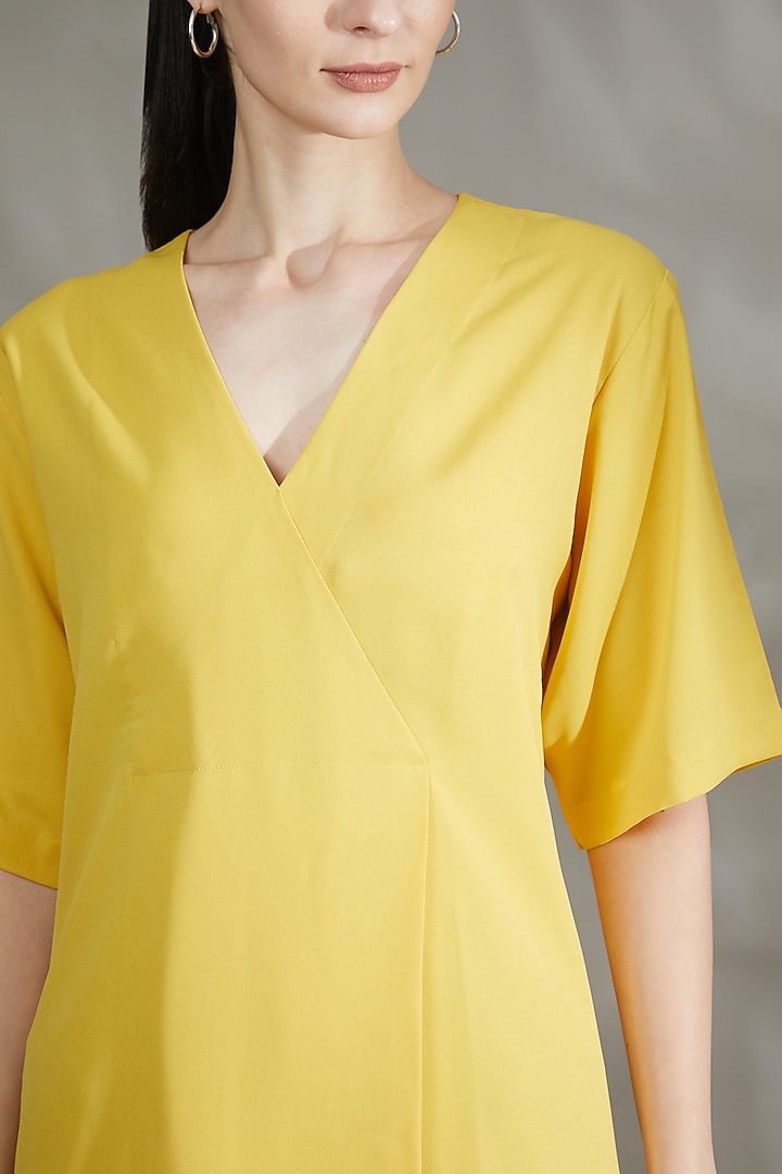 Yellow Moss Crepe Shift Summer Dress by House Of Behram at Pernia's Pop Up Shop