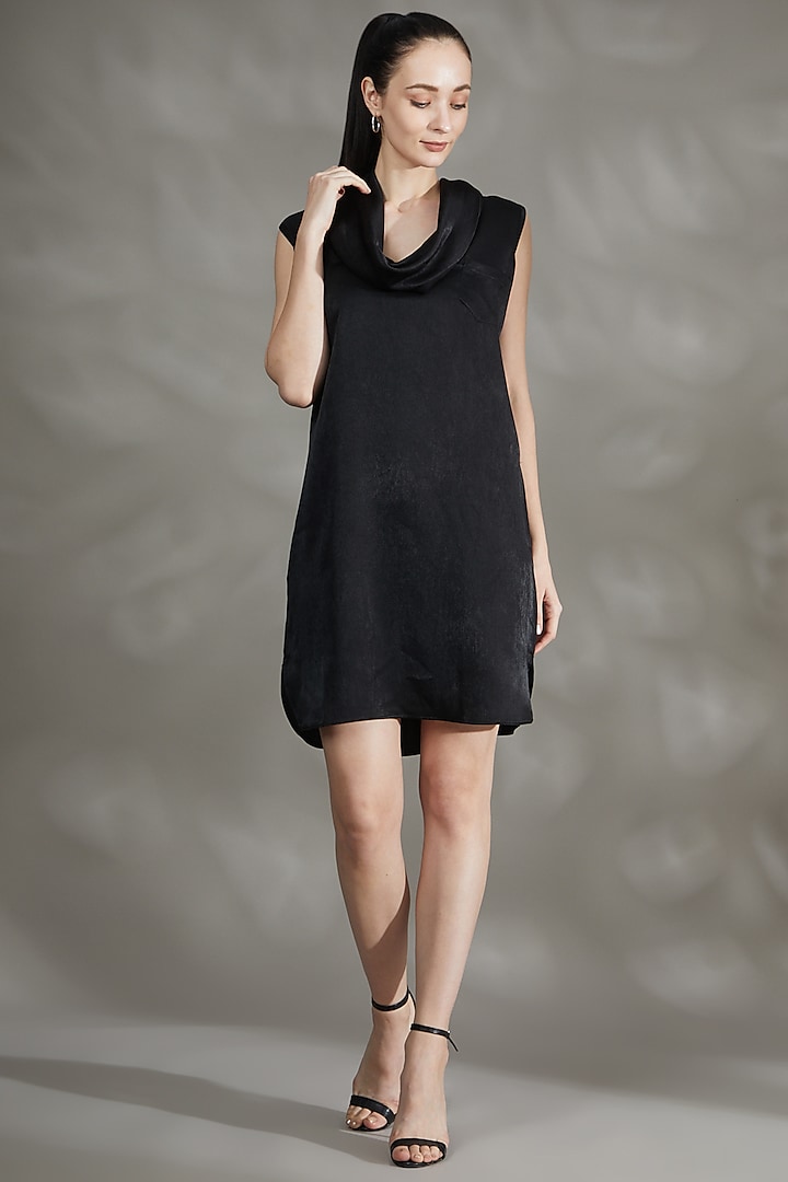 Black Cupro Layered Dress by House Of Behram