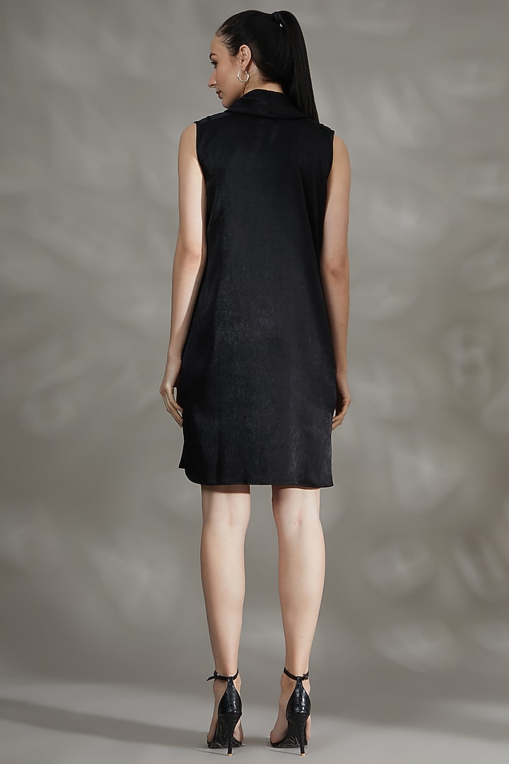 Black Cupro Layered Summer Dress by House Of Behram at Pernia's Pop Up Shop