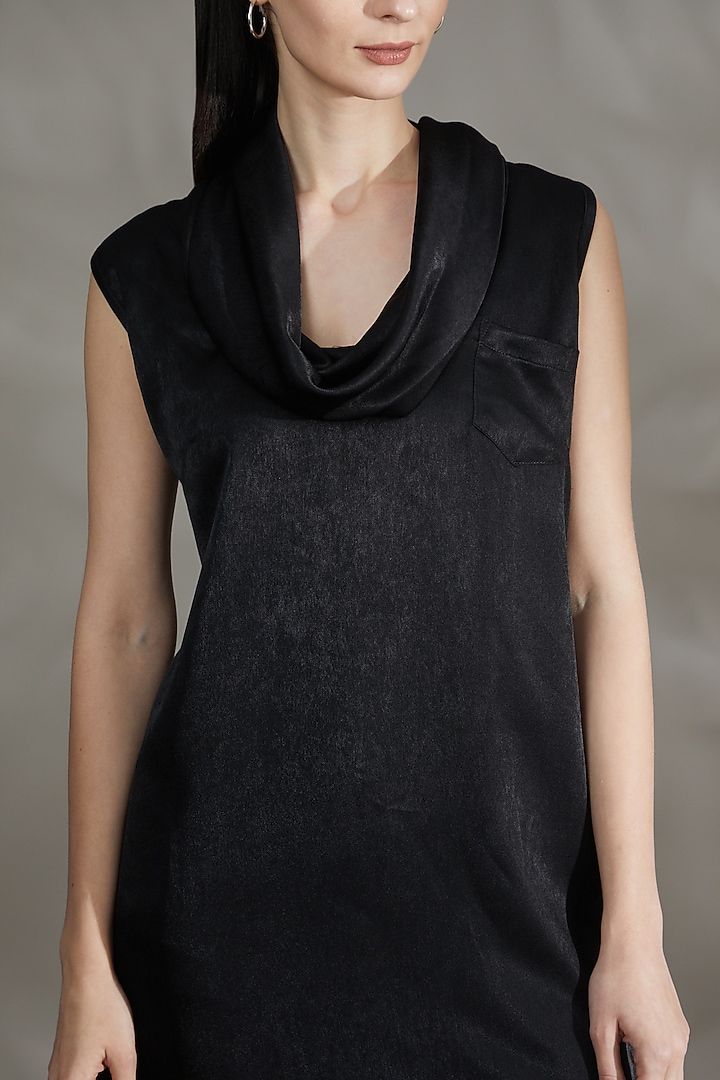 Black Cupro Layered Summer Dress by House Of Behram at Pernia's Pop Up Shop