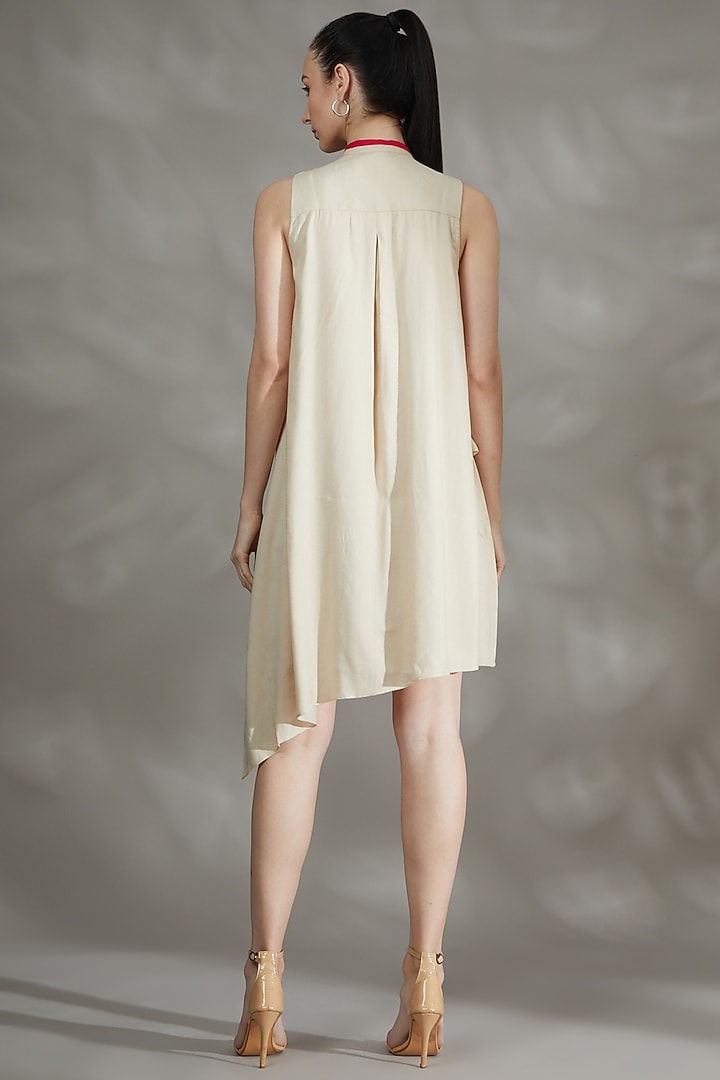 Beige Silk Summer Dress by House Of Behram at Pernia's Pop Up Shop