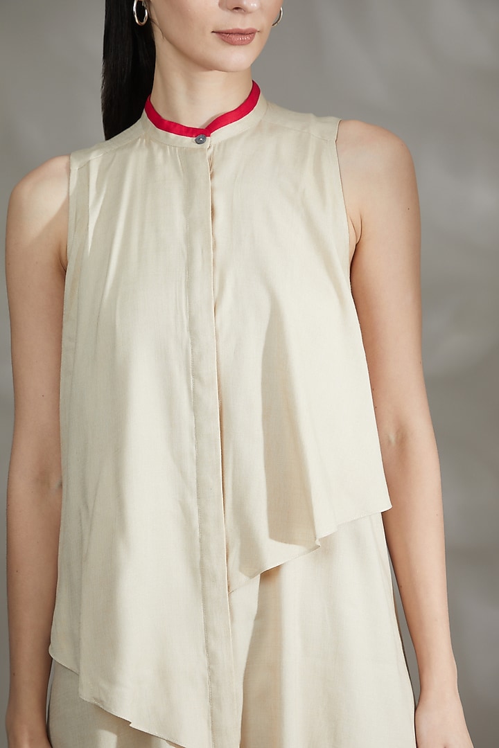 Beige Silk Summer Dress by House Of Behram at Pernia's Pop Up Shop