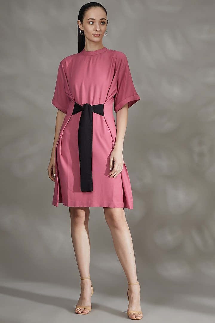 Blush Pink Viscose Dress by House Of Behram