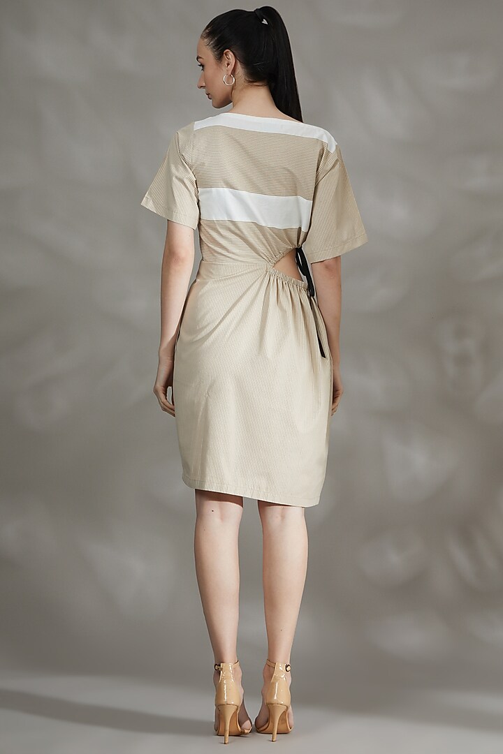 Beige Italian Cupro Summer Dress by House Of Behram at Pernia's Pop Up Shop