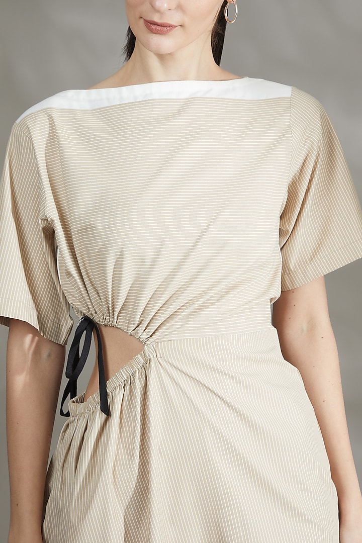Beige Italian Cupro Summer Dress by House Of Behram at Pernia's Pop Up Shop