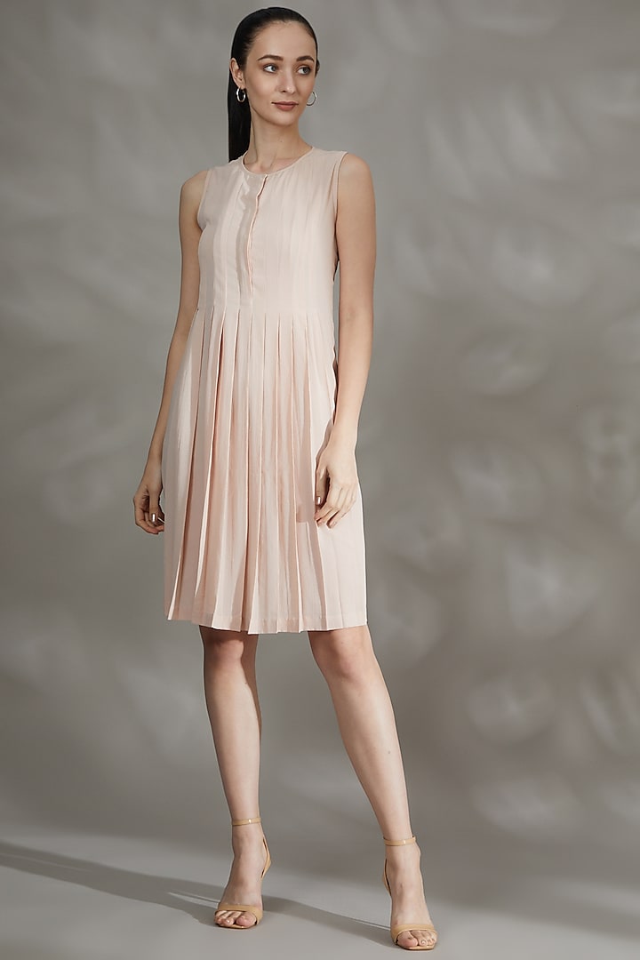 Powder Pink Crepe Dress by House Of Behram