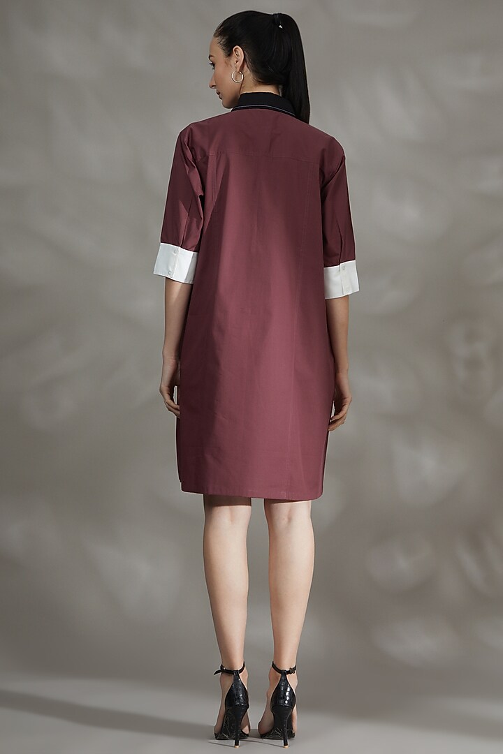 Plum Cotton Poplin A-Line Summer Dress by House Of Behram at Pernia's Pop Up Shop