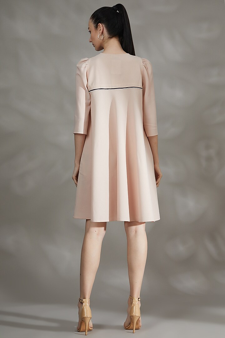 Powder Pink Crepe A-Line Summer Dress by House Of Behram at Pernia's Pop Up Shop