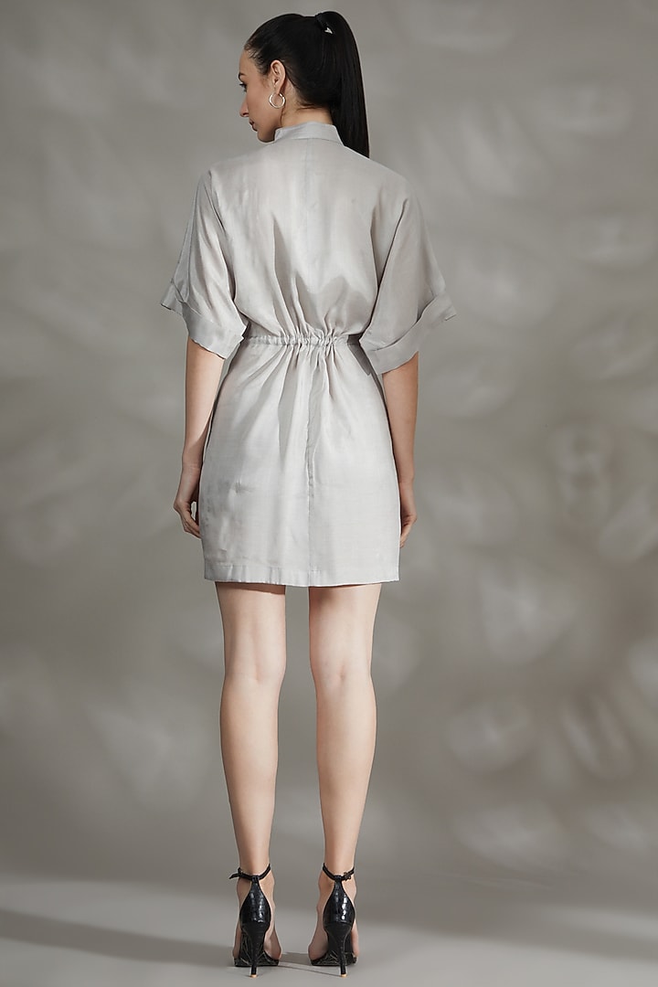 Silver Silk & Viscose Summer Dress by House Of Behram at Pernia's Pop Up Shop