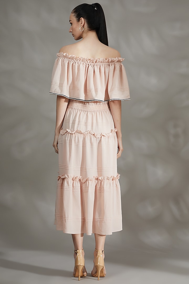 Powder Pink Crepe A-Line Summer Dress by House Of Behram at Pernia's Pop Up Shop