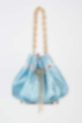 Amber Blue Embellished Potli With Chain by House of BIO by Ritti Khanna