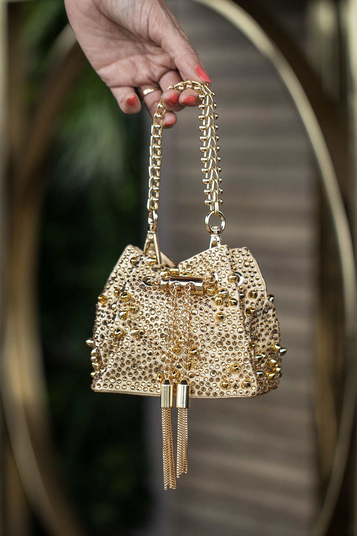 Gold Embellished Potli by House of BIO by Ritti Khanna