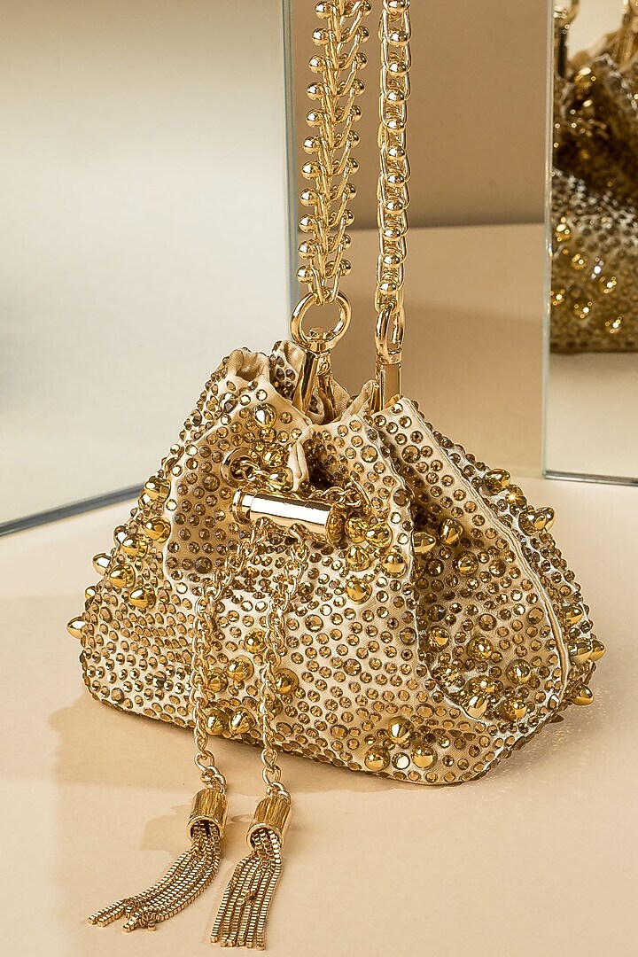 Gold Embellished Potli by House of BIO by Ritti Khanna at Pernia's Pop Up Shop