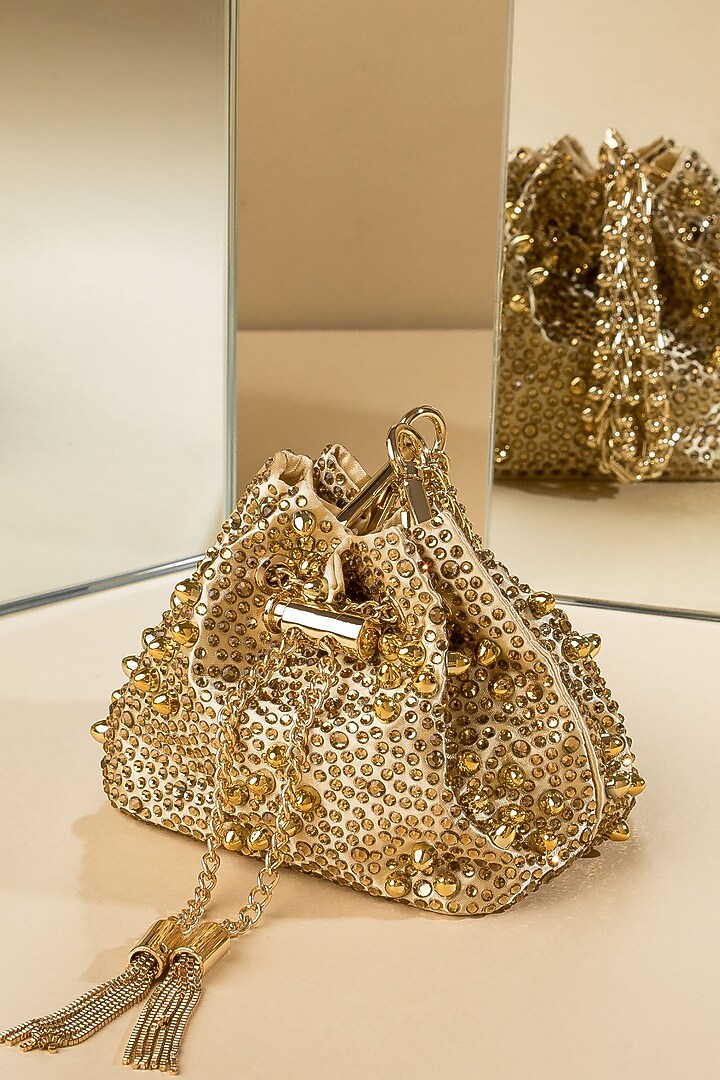 Gold Embellished Potli by House of BIO by Ritti Khanna at Pernia's Pop Up Shop