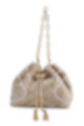 Gold Velvet Swarovski Bucket Bag by House of BIO by Ritti Khanna at Pernia's Pop Up Shop