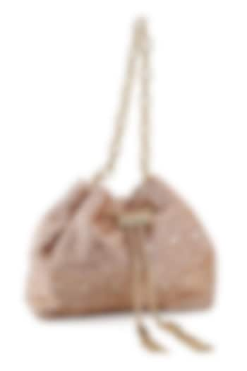 Rosegold Velvet Swarovski Bucket Bag by House of BIO by Ritti Khanna