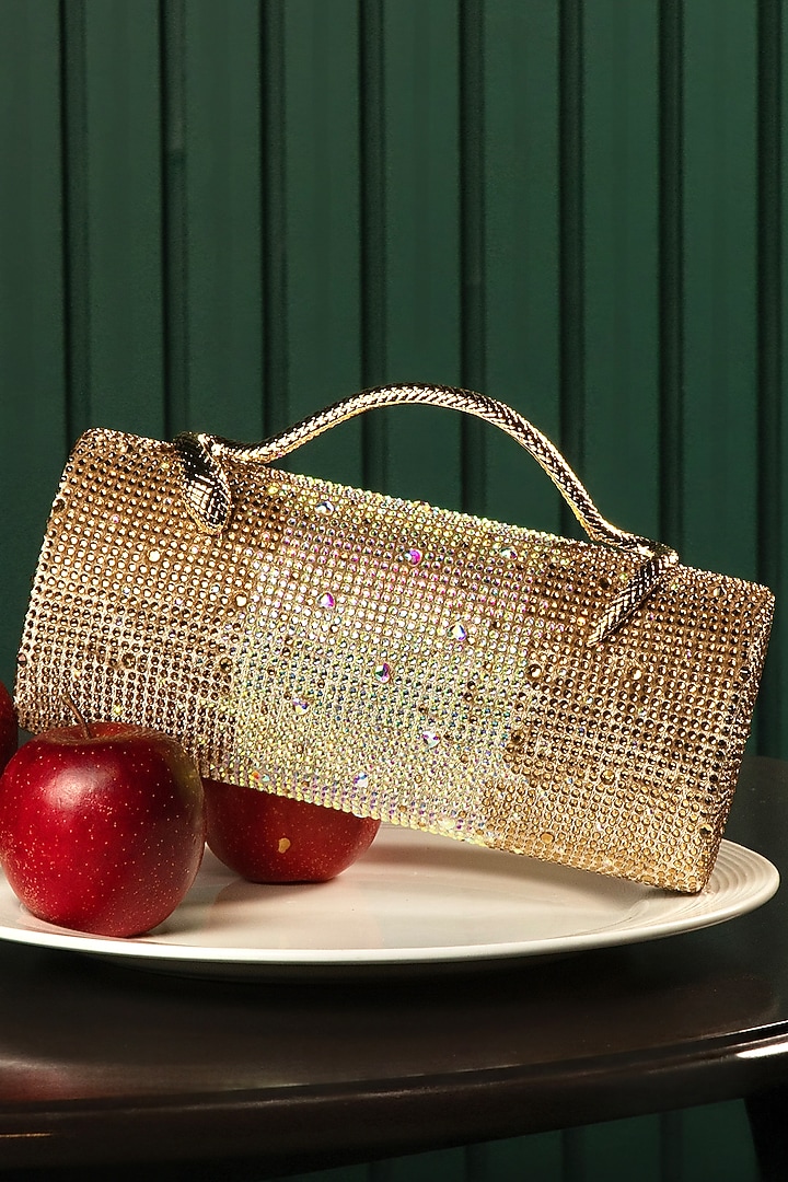 Multi-Colored Velvet Swarovski Crystal Embellished Clutch by House of BIO by Ritti Khanna at Pernia's Pop Up Shop
