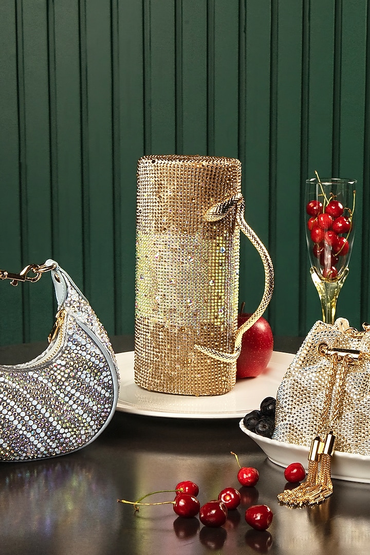 Multi-Colored Velvet Swarovski Crystal Embellished Clutch by House of BIO by Ritti Khanna at Pernia's Pop Up Shop