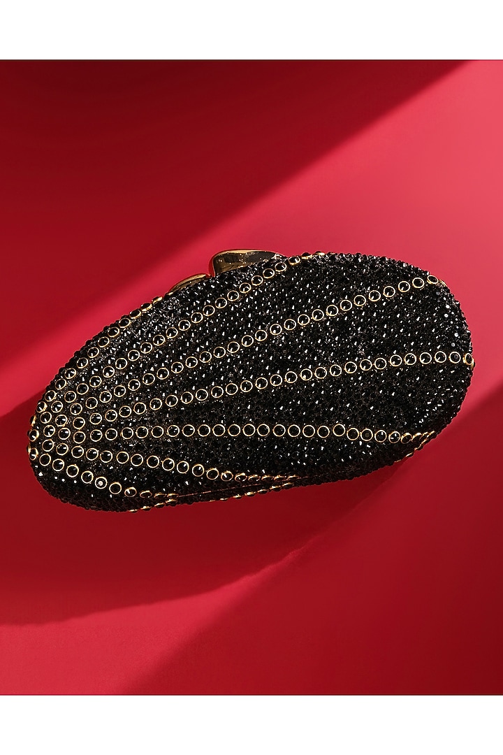 Black Velvet Swarovski Crystal Embellished Clutch by House of BIO by Ritti Khanna at Pernia's Pop Up Shop