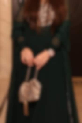 Gold Velvet Swarovski Studded Bucket Bag by House of BIO by Ritti Khanna at Pernia's Pop Up Shop