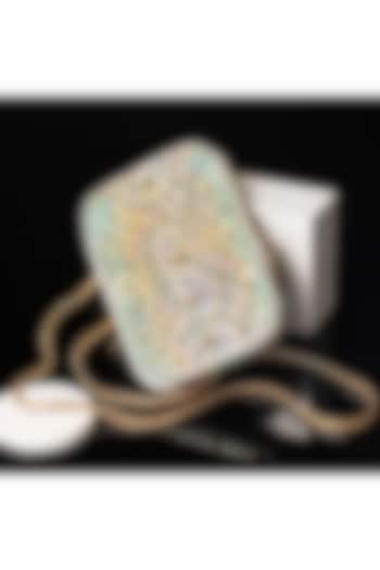 Gold PU Leather Stud Embellished Mobile Bag by House of BIO by Ritti Khanna at Pernia's Pop Up Shop