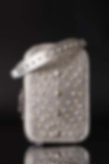 Silver PU Leather Stud Embellished Mobile Bag by House of BIO by Ritti Khanna at Pernia's Pop Up Shop