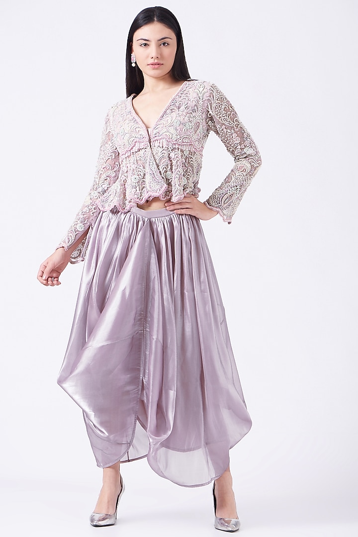 Mauve Cowl Skirt Set by House of Exotique