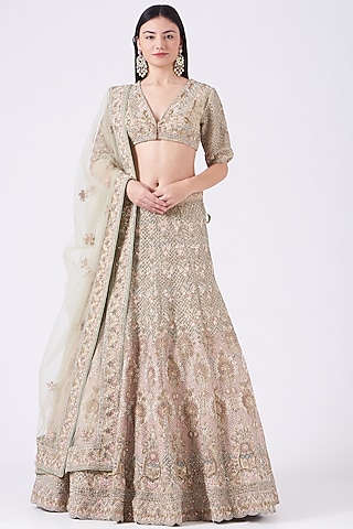 Mint Green Embellished Lehenga Set by House of Exotique