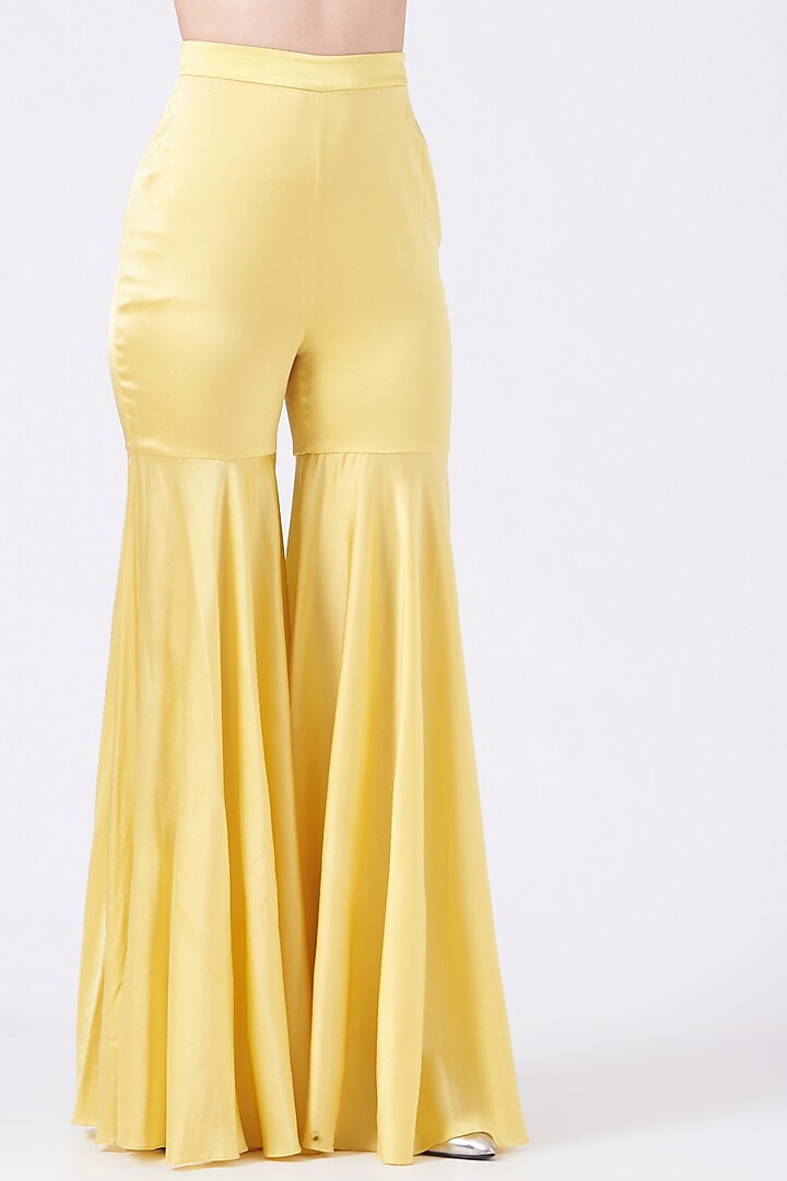 Yellow Chantilly Lace Bridal Sharara Set by House of Exotique at Pernia's Pop Up Shop