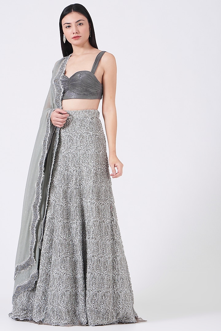 Grey Embellished Wedding Lehenga Set by House of Exotique at Pernia's Pop Up Shop