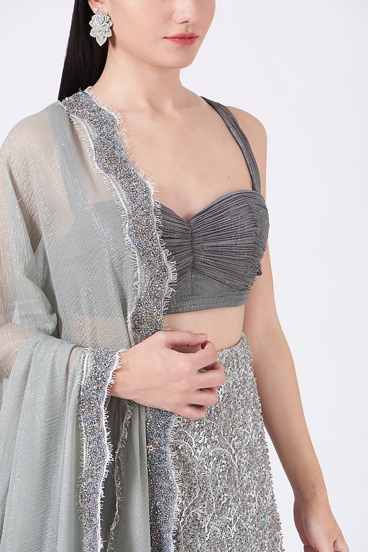 Grey Embellished Wedding Lehenga Set by House of Exotique at Pernia's Pop Up Shop