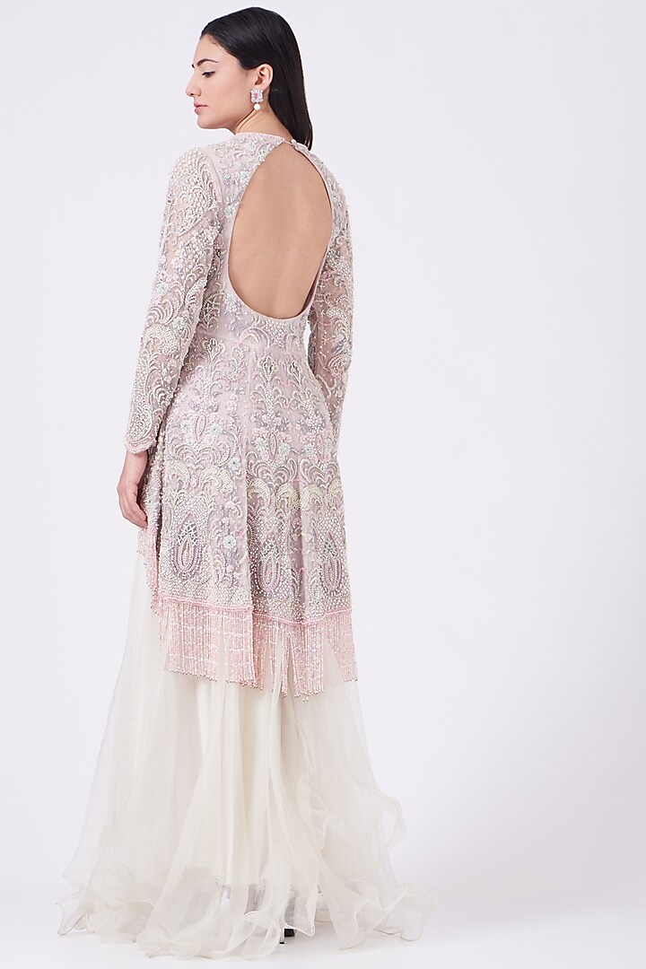 Lilac Silk Organza Sharara Set  by House of Exotique at Pernia's Pop Up Shop