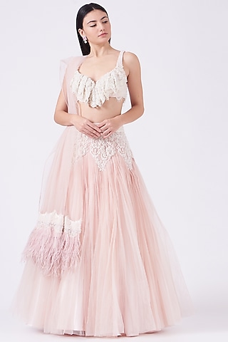 Blush Pink Embroidered Lehenga Set by House of Exotique