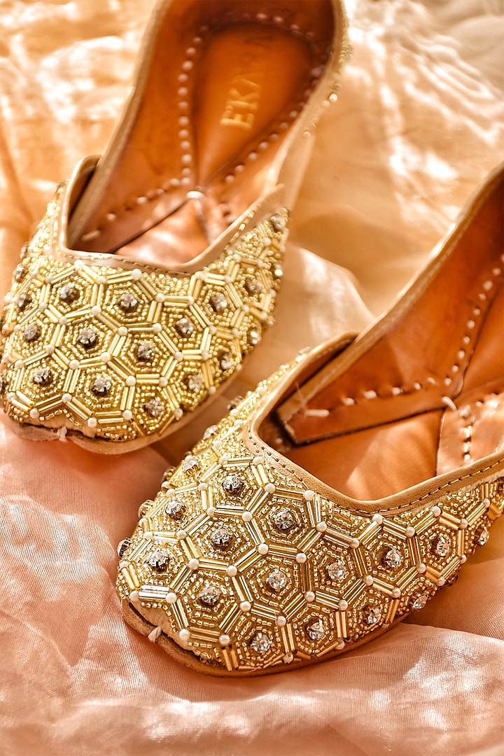 Gold Embroidered Juttis by House of Ekara
