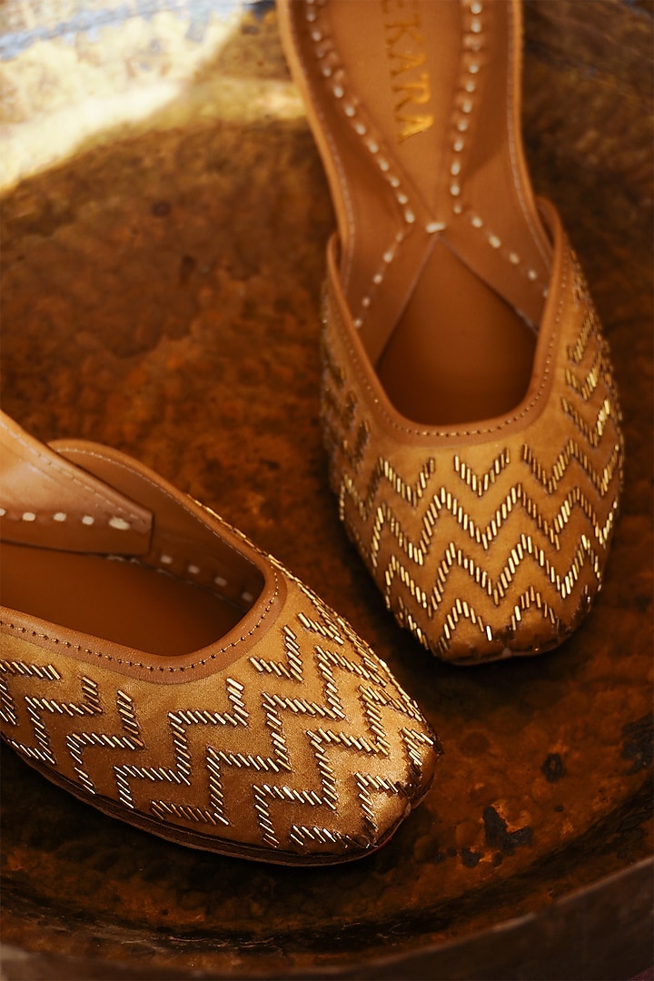 Gold Embroidered Juttis by House of Ekara