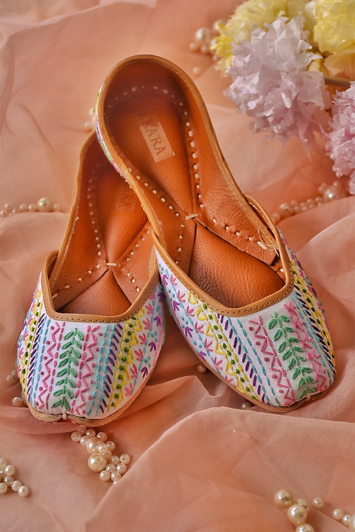 Multi-Colored Embroidered Juttis by House of Ekara